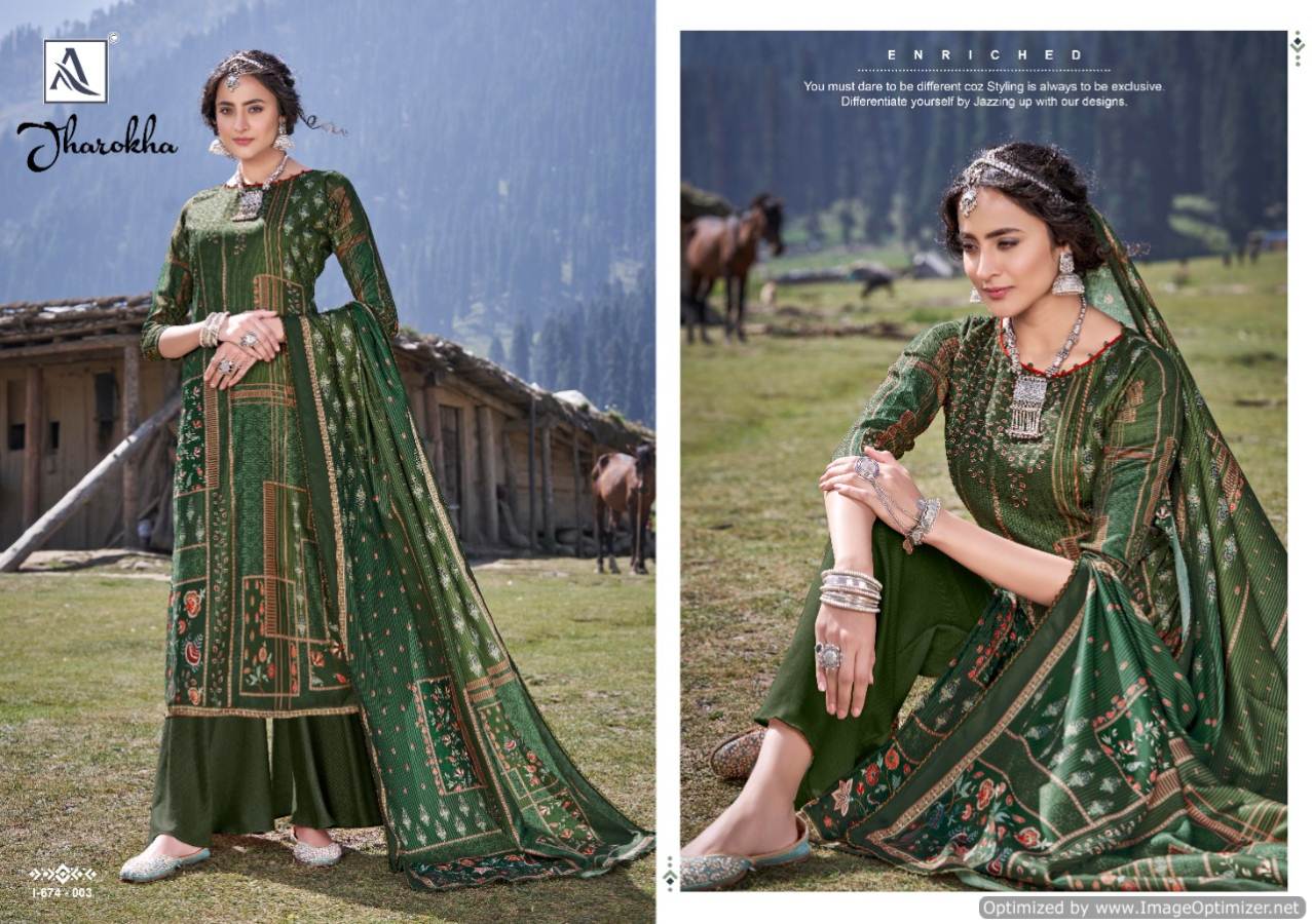 Alok Jharokha Pure Wool Pashmina Designer Party Wear Dress Material